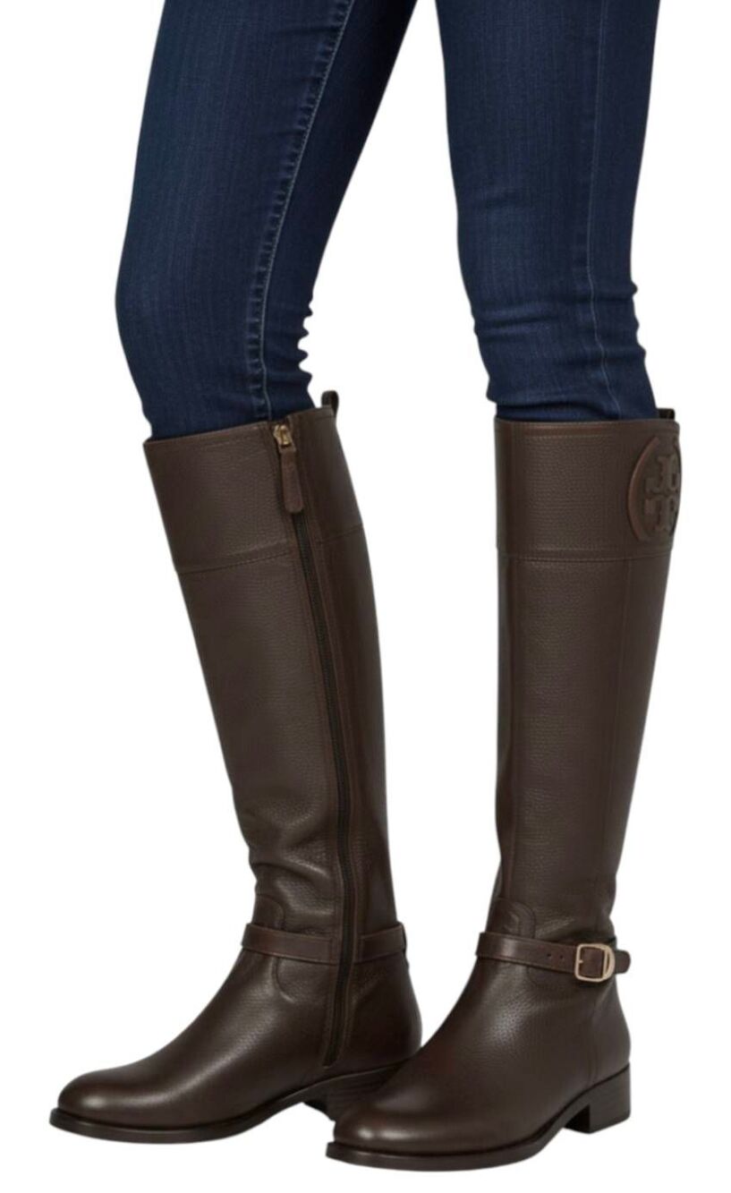 TORY BURCH Marlene Brown Leather Riding Boot Size 6M